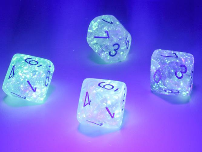 Chessex Dice: 10d10 Borealis Luminary - Icicle - Light Blue - The Hobby Hub