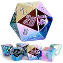 16mm Aluminum Plated Acrylic Poly Dice Set: Rainbow Aegis Uninked