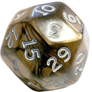 Chessex Dice 25mm d30: Pearlescent Antique Bronze - White (1) - The Hobby Hub