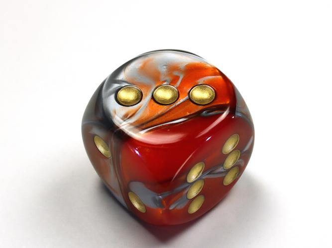 Chessex 30mm d6 Gemini Dice: Orange - Steel - Gold - The Hobby Hub