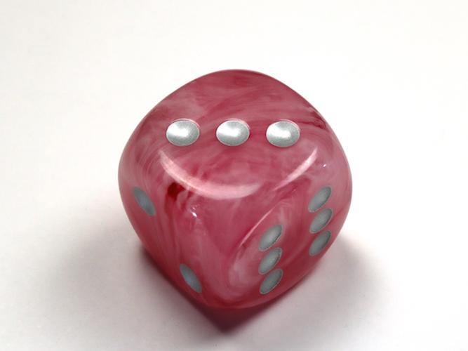 Chessex 30mm d6 Ghostly Glow Dice (1): Pink - Silver