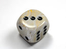 Chessex 30mm d6 Marble Dice (1) : Ivory - Black - The Hobby Hub