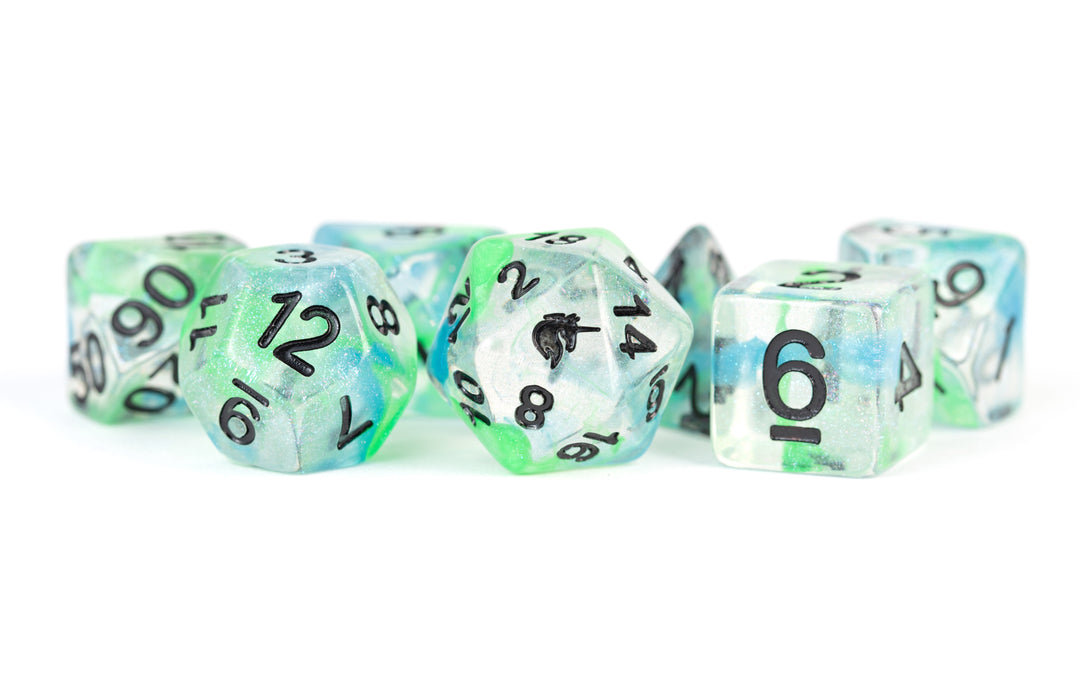 Metallic Dice Games: 16mm Polyhedral Set - Unicorn Sea Kelp (7)