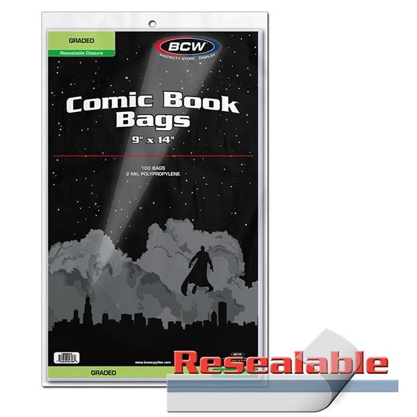 BCW Resealable Bags for Graded Comics - Graded 9 x 14 Resealable Bag (100) - The Hobby Hub