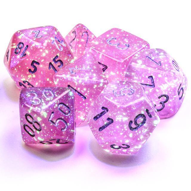 Chessex Dice 10d10 Borealis Luminary: Pink/Silver - The Hobby Hub