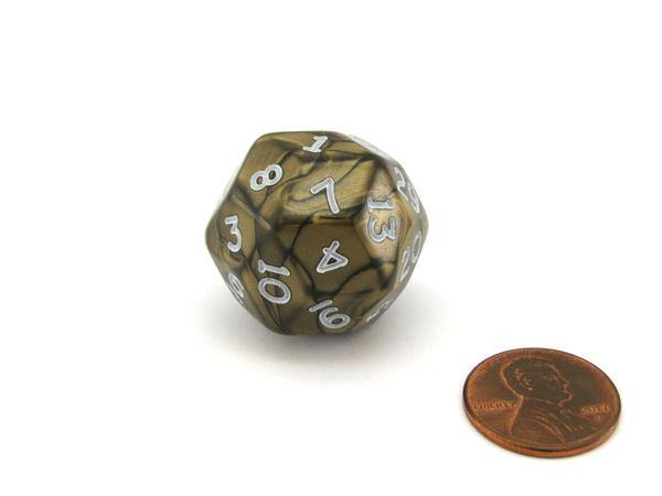 Chessex Dice 25mm d30: Pearlescent Antique Bronze - White (1) - The Hobby Hub