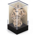 Chessex Dice: Marble Polyhedral Ivory - black 7-Die Dice Set - The Hobby Hub