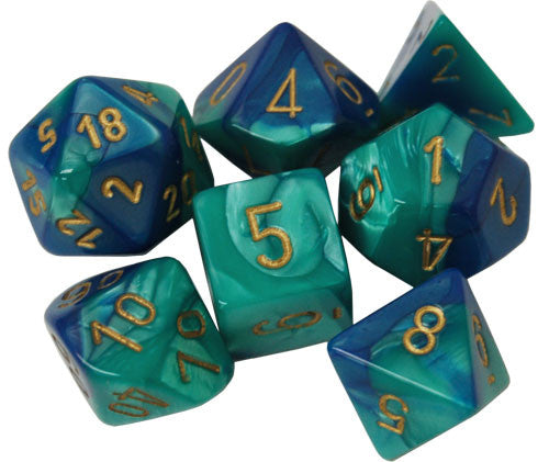 Chessex Dice: Gemini Blue-Teal w/Gold (7)