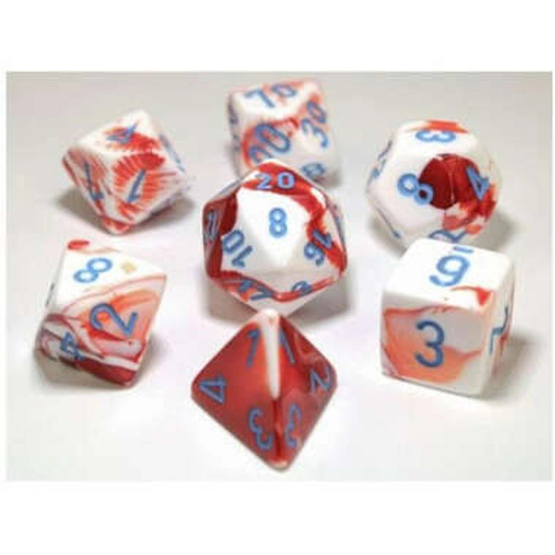 Chessex Dice: Lab Dice 3 Gemini Polyhedral Red White/Blue (7)
