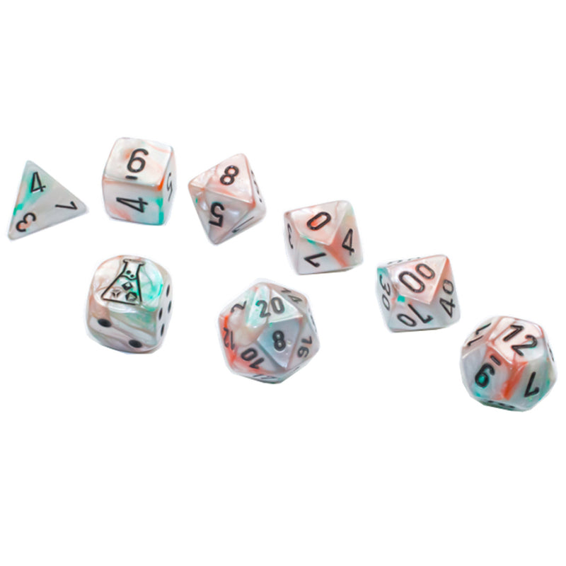 Chessex Dice: Lab Dice 6 Lustrous Luminary Polyhedral Sea Shell/Black (7)
