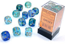 Chessex Dice: Nebula 16mm D6 Oceanic/Gold Luminary (12)