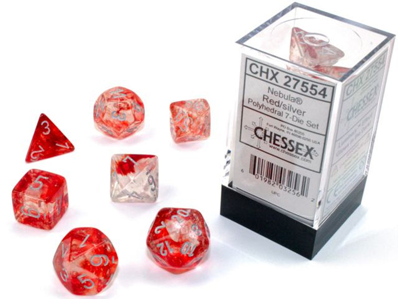 Chessex Dice Nebula Luminary Red/Silver (7)