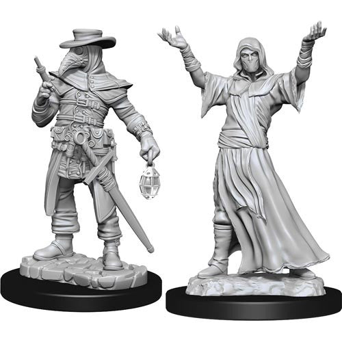 Wizkids Deep Cuts Unpainted Miniatures: Plague Doctor &amp; Cultist Wave 15