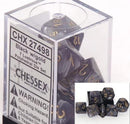 Chessex Dice: Polyhedral 7-Die Lustrous Set - Black - gold - The Hobby Hub