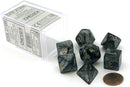 Chessex Dice: Polyhedral 7-Die Lustrous Set - Black - gold - The Hobby Hub