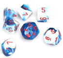Chessex Dice: Gemini Polyhedral Astral Blue-White-Red 7-Die Set - The Hobby Hub