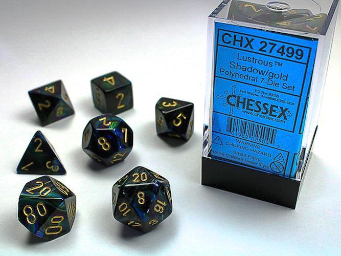Chessex Dice: 7-Die Set Lustrous: Shadow - Gold