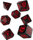 Q-Workshop: Dragons Polyhedral Dice 7ct Set Black & Red - The Hobby Hub