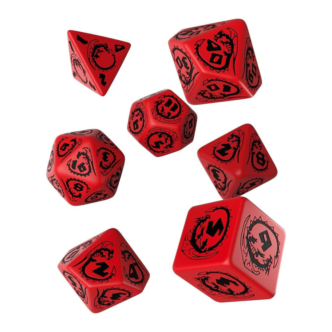 Chessex: Dragons Polyhedral Dice 7ct Set Red &amp; Black - The Hobby Hub