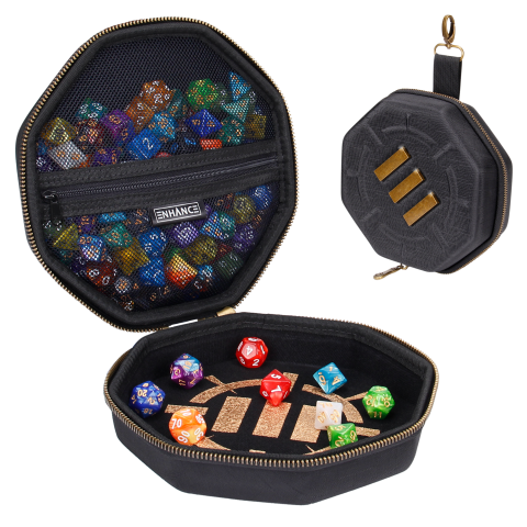 ENHANCE Tabletop RPG Dice Case &amp; Rolling Tray