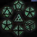 Q-Workshop: Elvish Dice Set - Black and Glow N Dark (7)