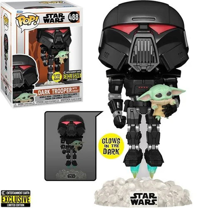 Funko POP Star Wars - Dark Trooper with Grogu GITD