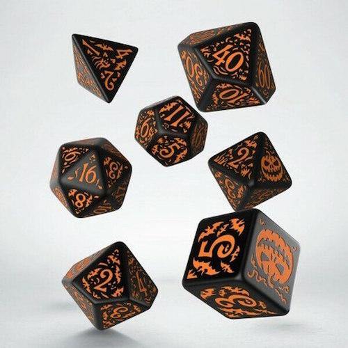 Q-Workshop: Halloween Pumpkin Black &amp; Orange Dice Set - The Hobby Hub