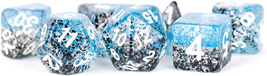 Metallic Dice Games - 16mm Resin Particle Dice Blue/Black 7ct