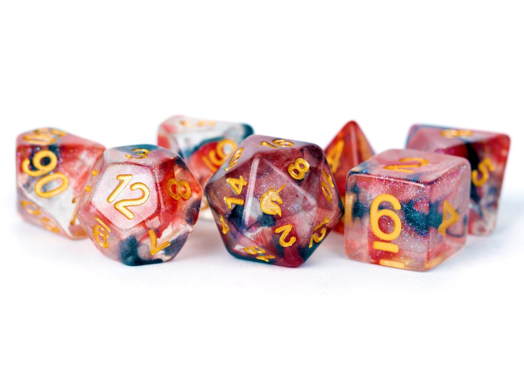 Metallic Dice Games: Unicorn Resin Polyhedral Dice Pheonix Ash (7ct)