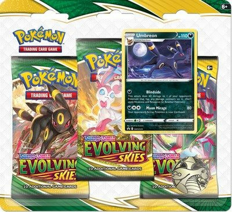 pokemon sword and shield 3 card pack Pokemon TCG: Sword & Shield Evolving Skies Three-Pack Blister