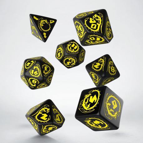 Q-Workshop: Dragons Black &amp; yellow Dice Set (7) - The Hobby Hub