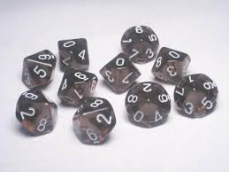 Chessex Dice: Translucent Poly D10 Smoke/White (10) Revised