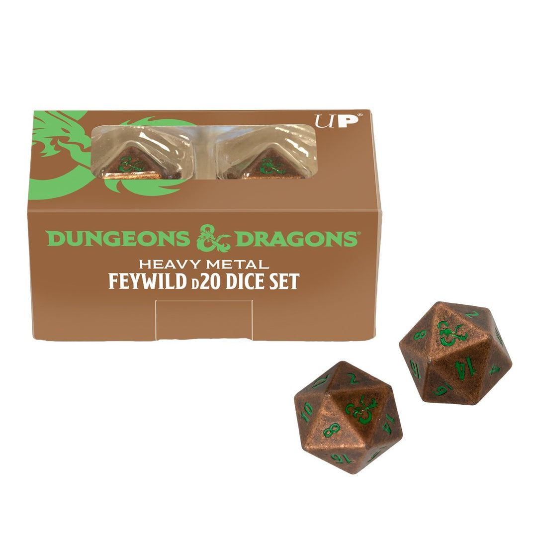 Ultra Pro: Dungeons &amp; Dragons Heavy Metal D20 Dice Set - Feywild Copper and Green