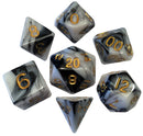 Metallic Dice Games - Acrylic Dice 16mm Polyhedral 7ct Set Marble with gold
