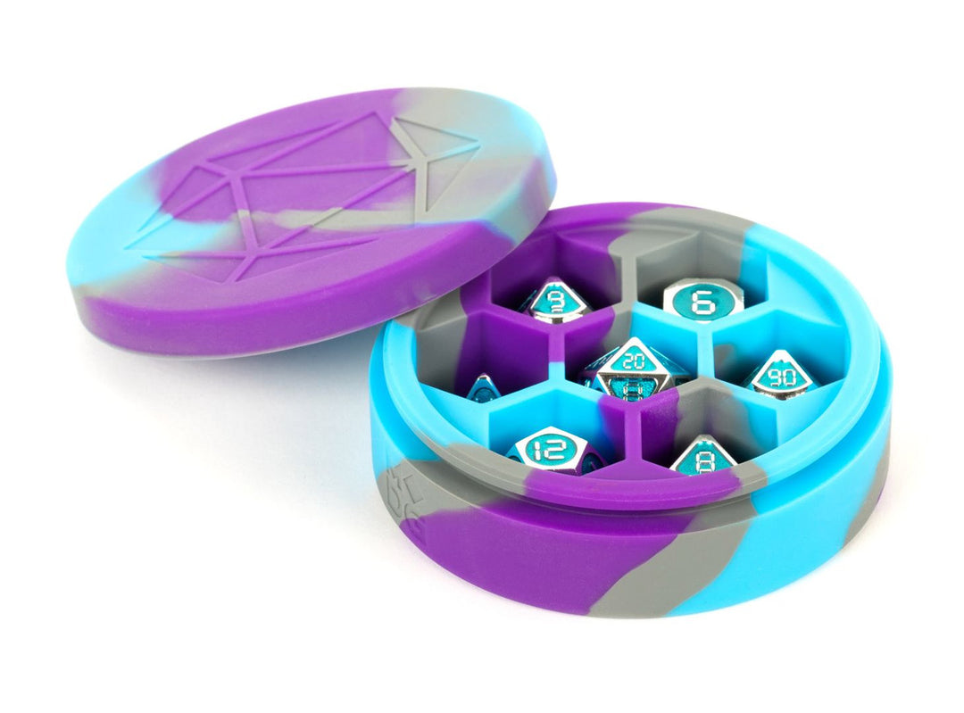 Metallic Dice Games-Silicone Round Dice Case: Purple/Gray/Light Blue