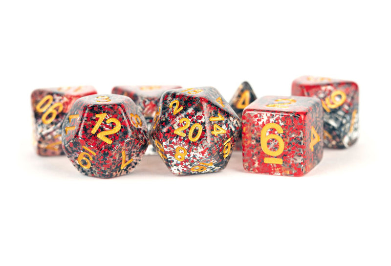 Metallic Dice Games: Acrylic Polyhedral 7ct Dice Set: Particle Dice - Red/Black
