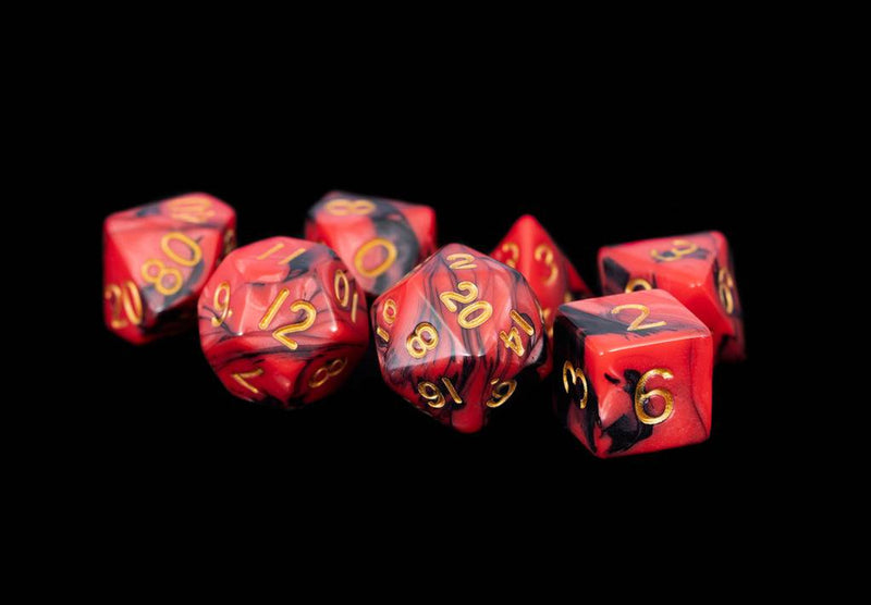 Metallic Dice Games: Polyhedral Dice 7ct Set Red-Black with Gold